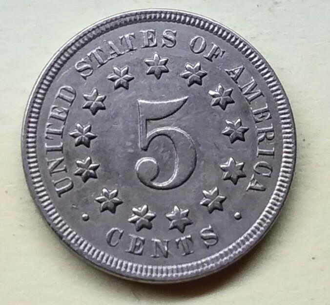 Shield-Nickel-1869---Rim-Dents---Die-Break